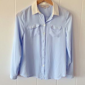 Loft XS Petite Sky Blue Button Down